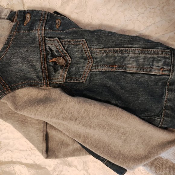 Denim Fleece Hooded Hoodie Trucker Jacket boys 7/8 Roebuck & co - Picture 8 of 10